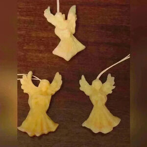 Handmade Beeswax Ornaments Set  of 3 angels